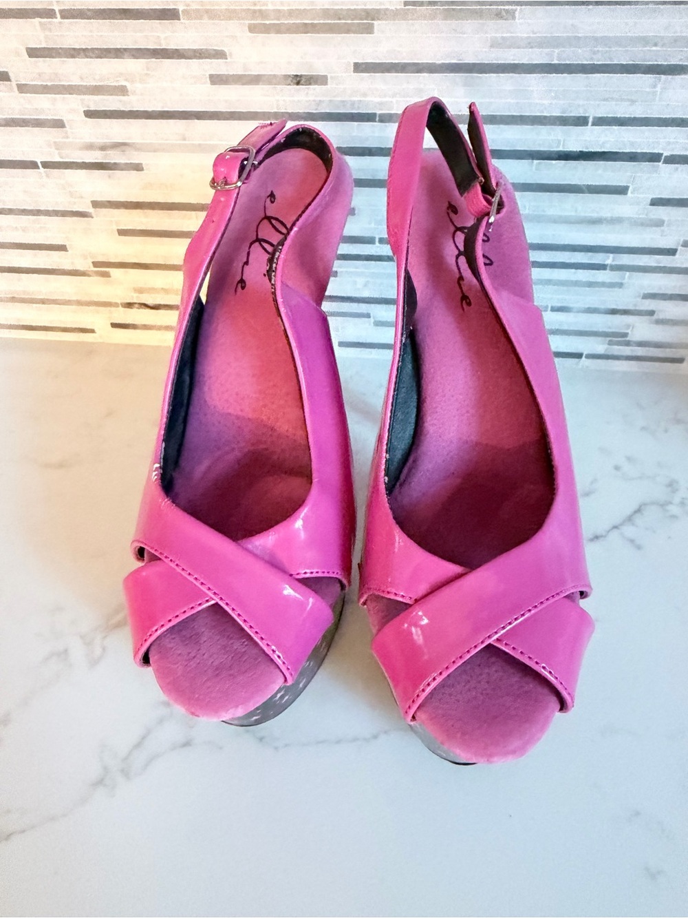 Women's Pink Open-Toe Slingback Wedge Sandals size 6